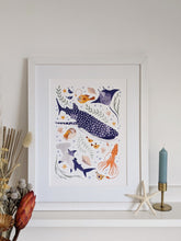 Load image into Gallery viewer, ‘Deep Blue Sea’ Whale Shark, Hammerhead And Sea Creatures Fine Art Print For Children