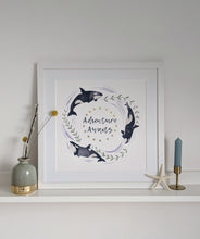 Load image into Gallery viewer, ‘Adventure Awaits’ White And Gold Orca Fine Art Print