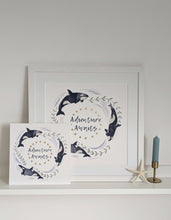 Load image into Gallery viewer, ‘Adventure Awaits’ White And Gold Orca Fine Art Print