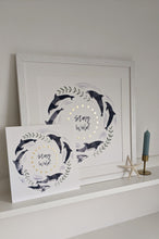 Load image into Gallery viewer, ‘Stay Wild’ White And Gold Dolphin Fine Art Print