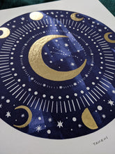 Load image into Gallery viewer, Personalised ‘Zodiac Moon’ Decorative Moon And Zodiac Constellation Limited Edition Fine Art Print