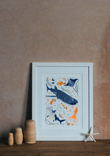 Load image into Gallery viewer, ‘Deep Blue Sea’ Whale Shark, Hammerhead And Sea Creatures Fine Art Print For Children