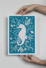 Load image into Gallery viewer, ‘Sami Seahorse’ Friendly Sea Creature Fine Art Print For Children