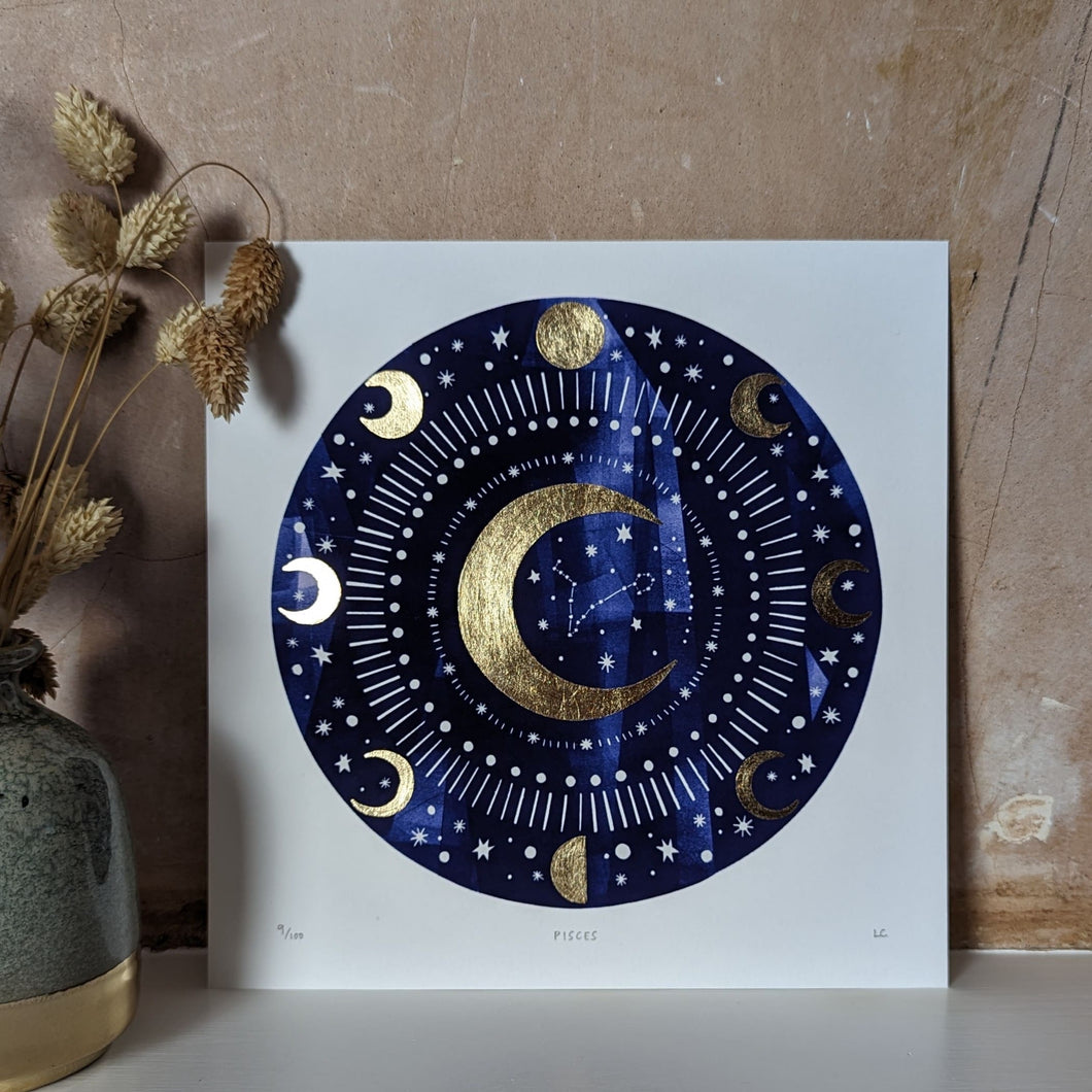 Personalised ‘Zodiac Moon’ Decorative Moon And Zodiac Constellation Limited Edition Fine Art Print
