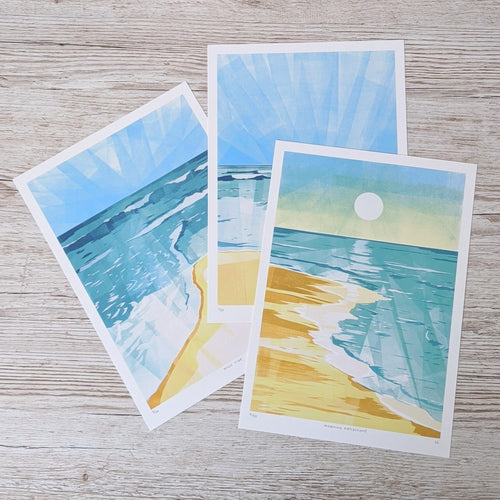Bundle of 3 beach scene limited edition fine art prints.