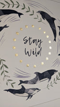 Load image into Gallery viewer, ‘Stay Wild’ White And Gold Dolphin Fine Art Print
