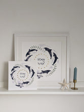 Load image into Gallery viewer, ‘Stay Wild’ White And Gold Dolphin Fine Art Print
