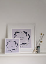 Load image into Gallery viewer, ‘Stay Wild’ Lilac And Silver Dolphin Fine Art Print
