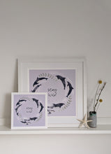 Load image into Gallery viewer, ‘Stay Wild’ Lilac And Silver Dolphin Fine Art Print
