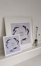 Load image into Gallery viewer, ‘Stay Wild’ Lilac And Silver Dolphin Fine Art Print
