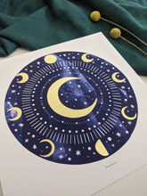 Load image into Gallery viewer, Personalised ‘Zodiac Moon’ Decorative Moon And Zodiac Constellation Limited Edition Fine Art Print
