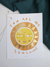 Load image into Gallery viewer, ‘You Are My Sunshine’ Hand Embellished Gold Leaf Sun Limited Edition Fine Art Print
