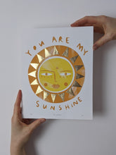 Load image into Gallery viewer, ‘You Are My Sunshine’ Hand Embellished Gold Leaf Sun Limited Edition Fine Art Print
