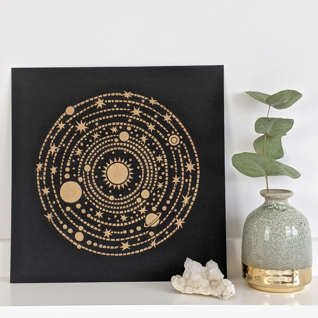‘Solar System’ Original Lino print