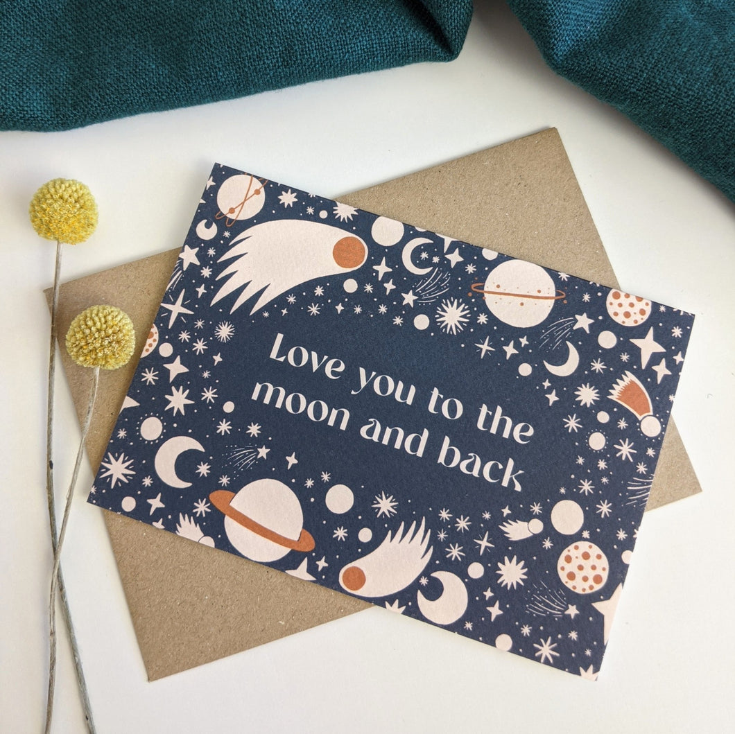 Love You To The Moon And Back - Blank Greeting Card