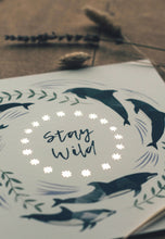 Load image into Gallery viewer, ‘Stay Wild’ White And Gold Dolphin Fine Art Print
