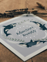 Load image into Gallery viewer, ‘Adventure Awaits’ Lilac And Silver Orca Fine Art Print

