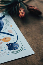 Load image into Gallery viewer, ‘Into The Blue’ Whale And Sea Creatures Fine Art Print For Children

