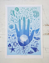 Load image into Gallery viewer, ‘Ocean Treasures’ Decorative Sea Shells With Hand Silhouette Limited Edition Fine Art Print
