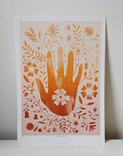 Load image into Gallery viewer, ‘Natures Gifts’ Illustrative Flowers With Hand Silhouette Limited Edition Fine Art Print
