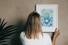 Load image into Gallery viewer, ‘Ocean Treasures’ Decorative Sea Shells With Hand Silhouette Limited Edition Fine Art Print
