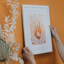 Load image into Gallery viewer, ‘Natures Gifts’ Illustrative Flowers With Hand Silhouette Limited Edition Fine Art Print
